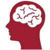 Human silouhette with brain visible icon