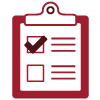 Icon of clipboard with two check boxes, one is checked.